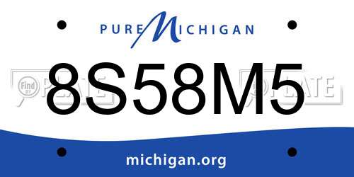 8S58M5 Michigan License Plate