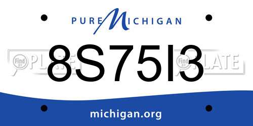 8S75I3 Michigan License Plate