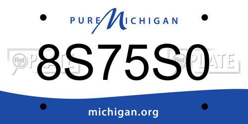 8S75S0 Michigan License Plate
