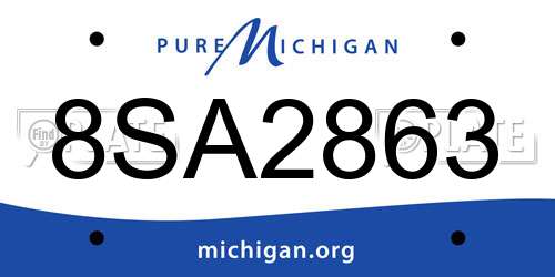 8SA2863 Michigan License Plate