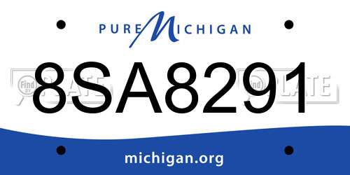 8SA8291 Michigan License Plate