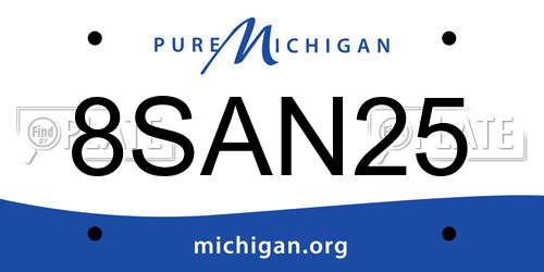 8SAN25 Michigan License Plate
