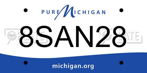 8SAN28 Michigan License Plate