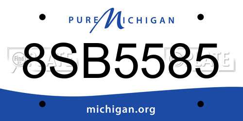 8SB5585 Michigan License Plate