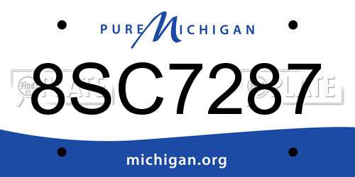 8SC7287 Michigan License Plate