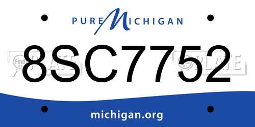 8SC7752 Michigan License Plate