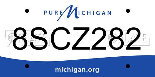 8SCZ282 Michigan License Plate