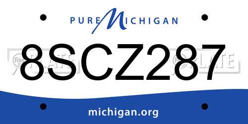 8SCZ287 Michigan License Plate
