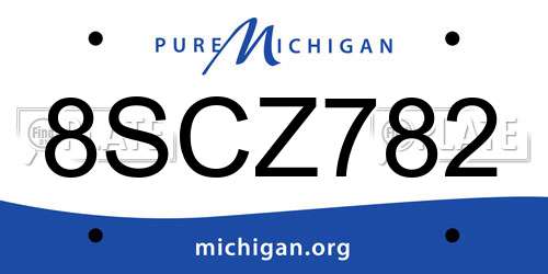 8SCZ782 Michigan License Plate