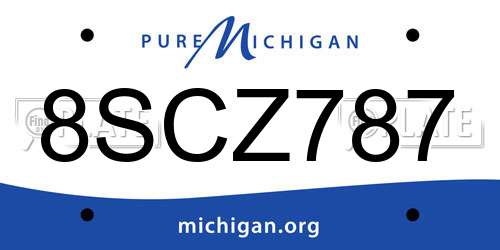 8SCZ787 Michigan License Plate