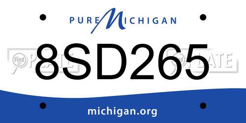 8SD265 Michigan License Plate
