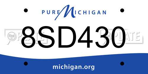 8SD430 Michigan License Plate