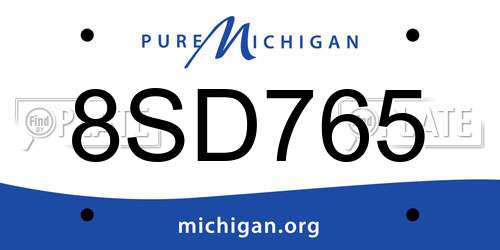 8SD765 Michigan License Plate