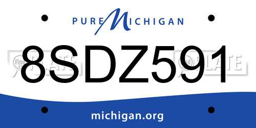 8SDZ591 Michigan License Plate