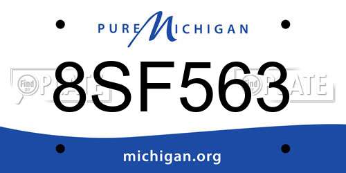 8SF563 Michigan License Plate
