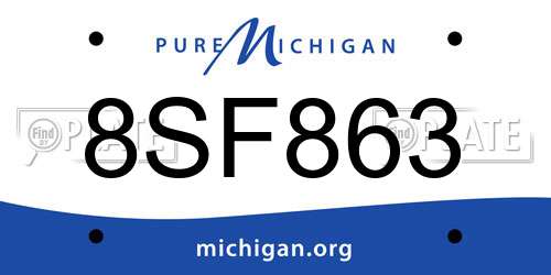 8SF863 Michigan License Plate