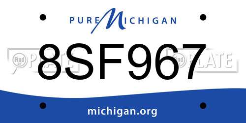 8SF967 Michigan License Plate