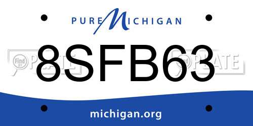 8SFB63 Michigan License Plate