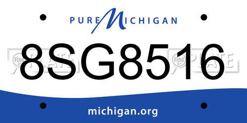 8SG8516 Michigan License Plate