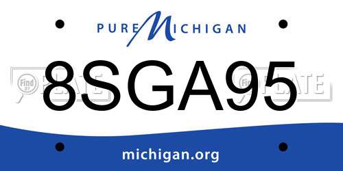 8SGA95 Michigan License Plate