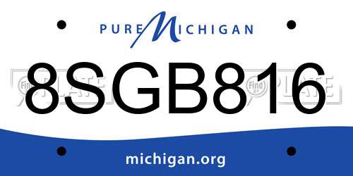 8SGB816 Michigan License Plate