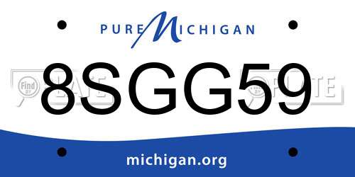 8SGG59 Michigan License Plate