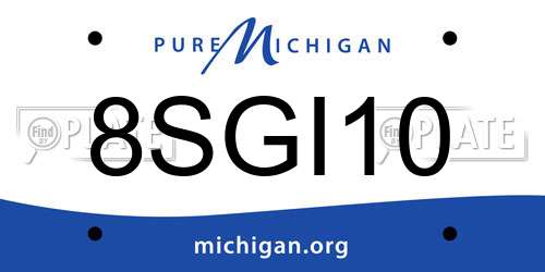 8SGI10 Michigan License Plate