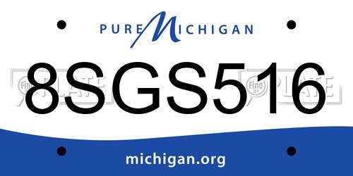8SGS516 Michigan License Plate