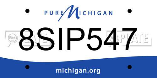 8SIP547 Michigan License Plate
