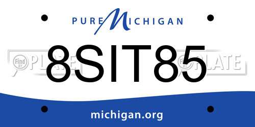 8SIT85 Michigan License Plate