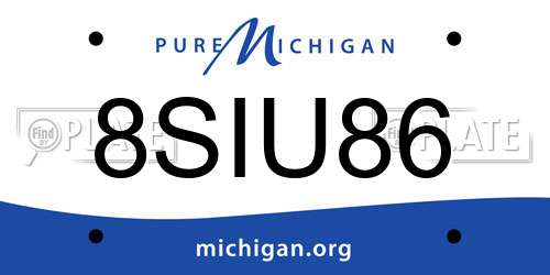 8SIU86 Michigan License Plate