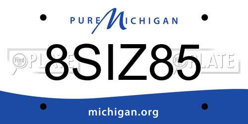 8SIZ85 Michigan License Plate