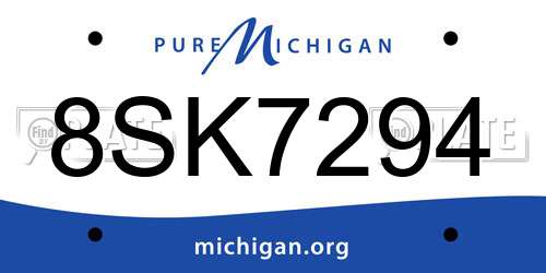 8SK7294 Michigan License Plate