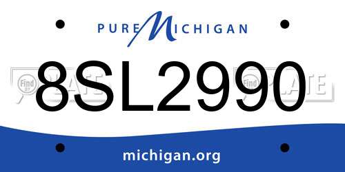 8SL2990 Michigan License Plate