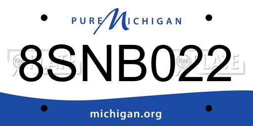 8SNB022 Michigan License Plate