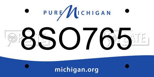 8SO765 Michigan License Plate