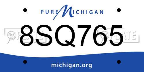 8SQ765 Michigan License Plate