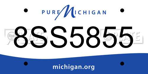 8SS5855 Michigan License Plate