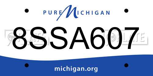 8SSA607 Michigan License Plate