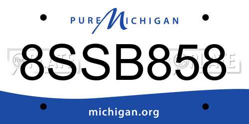 8SSB858 Michigan License Plate