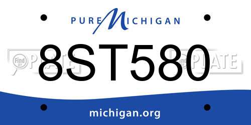 8ST580 Michigan License Plate