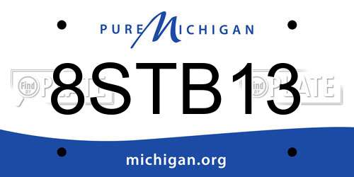8STB13 Michigan License Plate