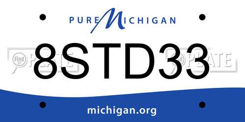 8STD33 Michigan License Plate