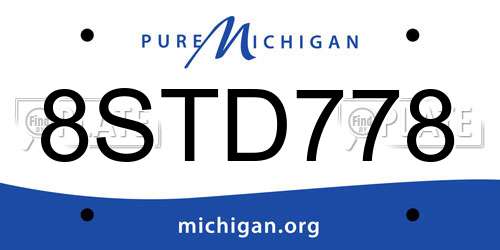 8STD778 Michigan License Plate