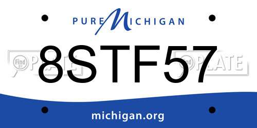 8STF57 Michigan License Plate