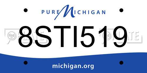 8STI519 Michigan License Plate
