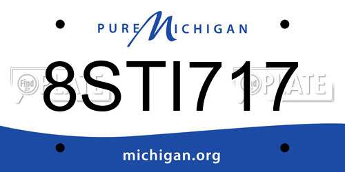 8STI717 Michigan License Plate