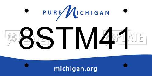 8STM41 Michigan License Plate
