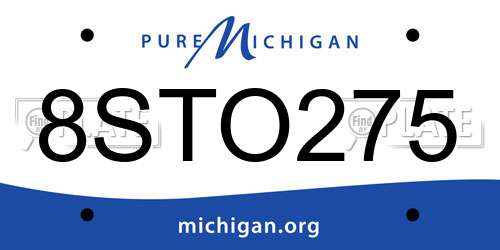 8STO275 Michigan License Plate