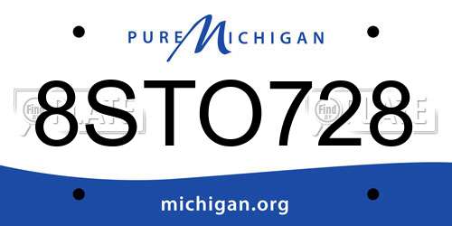 8STO728 Michigan License Plate